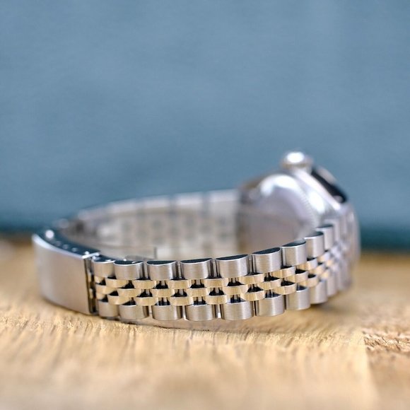 ROLEX DATEJUST GRAY INDEX DIAL 18KW GOLD FLUTED STEEL JUBILEE WATCH 26 MM 69174 - Picture 9 of 10